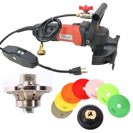 Hardin 1/2" Radius Diamond Profile Wheel, WP800 4" Var Speed Polisher & 8 pc 4" Diamond Polishing Pad Set 12WVPOLSET